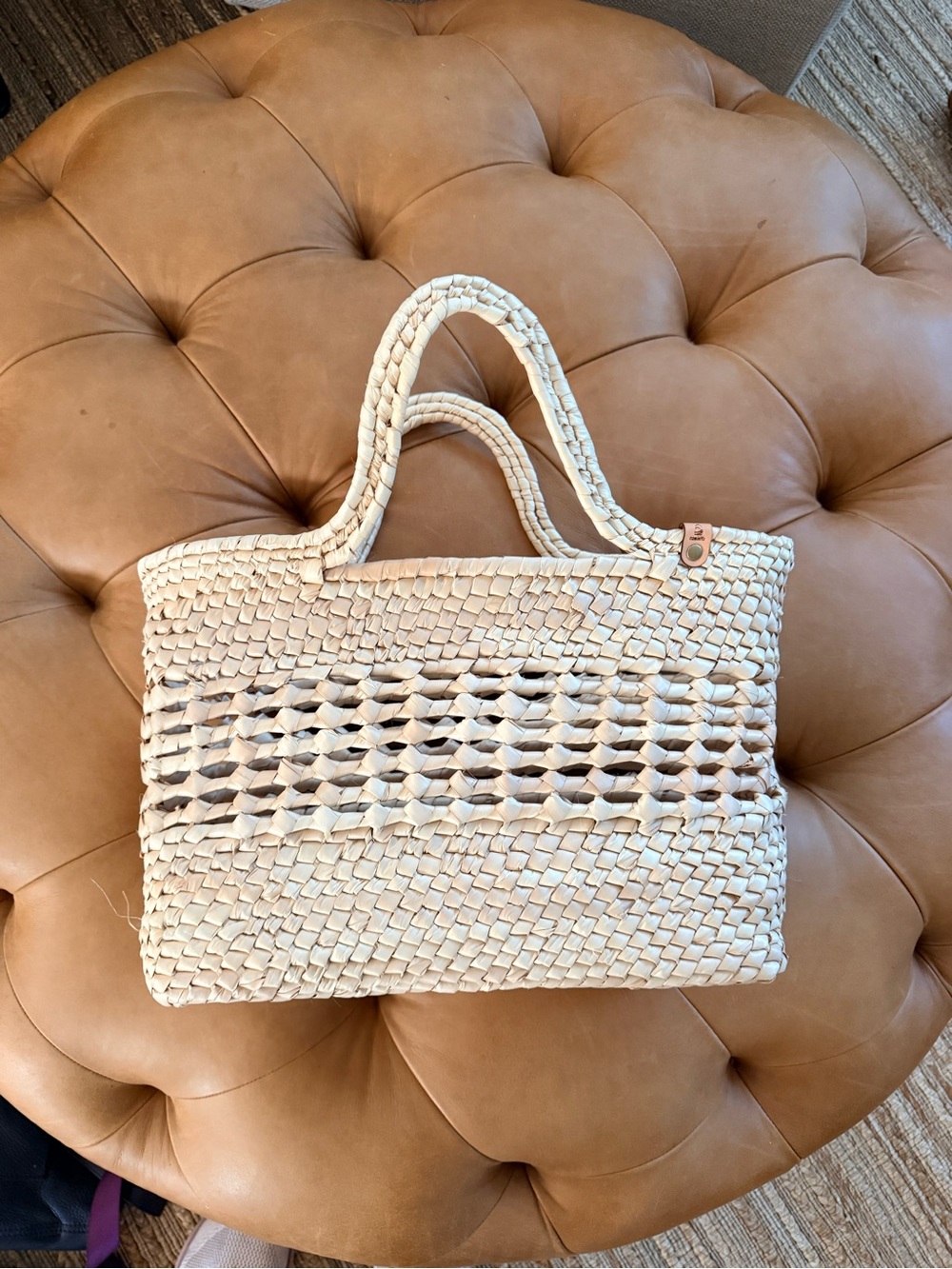 Woven Cream Tote Bag - caminto